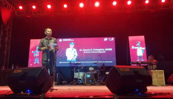Penjabat Bupati Bolmong dr Jusnan Calamento Mokoginta, saat membuka Launching Tahapan Pilkada Bolmong 2024, 5 Juni 2024. (Foto.timurexpress.co)