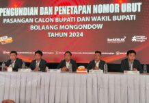 KPU Bolmong gelar rapat pleno terbuka di Gedung Convention Hall Yadika, Kopandakan II, Kecamatan Lolayan, Kabupaten Bolaang Mongondow (Bolmong), Senin 23 September 2024.(foto.Wandi/timurexpress.co)