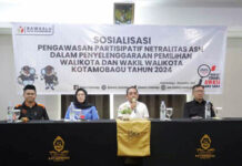 Bawaslu Kotamobagu gelar sosialisasi Pengawasan Partisipatif Netralitas ASN dalam Pemilihan Wali Kota dan Wakil Wali Kota 2024, di Sutan Raja Hotel Kotamobagu, Kamis 7 November 2024. (foto.dok/Bawaslu Kotamobagu)