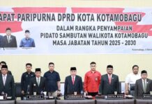 DPRD Gelar Rapat Paripurna mendengarkan sambutan pidato Wali Kota Kotamobagu Weny Gaib, di Gedung DPRD Kotamobagu, Rabu 5 Maret 2025. (foto.Ist/timurexpress.co)