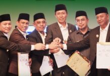Bupati Bolmong ,Yusra Alhabsyi bersama empat kepala daerah se BMR bangun kerja sama antar daerah. (Foto.Ist/Diskominfo Bolmong)