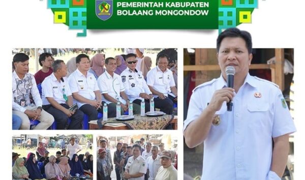 Wabup Bolmong, Dony Lumenta, saat memimpin penyerahan bantuan untuk korban kebakaran Pasar Tradsional Lolak, Kabupaten Bolmong, 30 Juli 2025. (foto.Ist/Diskominfo Bolmong)