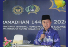 Kabid Kanwil Ditjenpas Sulut, Zulkarnain, ketika sambutan di kegiatan Safari Ramadhan Kanwil Ditjenpas Sulut, di Rutan Kelas IIB Kotamobagu, Jumat 6 Maret 2026. (foto.Ilham/Rutan Kotamobagu)