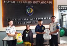 Warga Binaan Rutan Kelas IIB Kotamobagu terima bantuan sembako, Rabu 15 Juli 2026. (foto.Ist/Rutan Kelas IIB Kotamobagu)