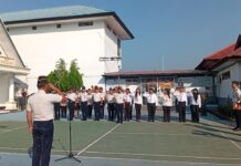 Suasana apel pagi yang berlangsung di Lapangan Utama Rutan Kelas IIB Kotamobagu, pukul 07.00 Wita, Senin 28 September 2026. (foto.Ist/Rutan Kotamobagu)