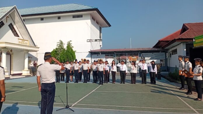 Suasana apel pagi yang berlangsung di Lapangan Utama Rutan Kelas IIB Kotamobagu, pukul 07.00 Wita, Senin 28 September 2026. (foto.Ist/Rutan Kotamobagu)